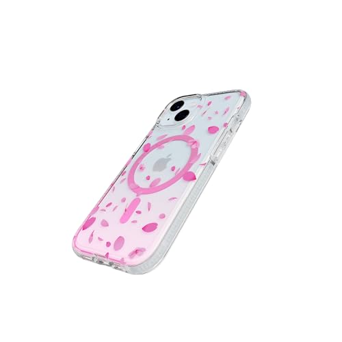 Tech21 FlexQuartz Phone case for iPhone 17e, iPhone 15 - Compatible with MagSafe - 15x Military Standard Protection - Cherry Blossom Design - color: Pink, size: iPhone 15