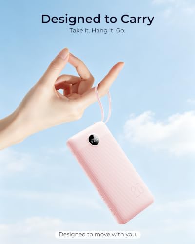 VRURC Portable Charger 20000mAh 4-Built-in-Cable Fast Charging Power Bank - color: Pink