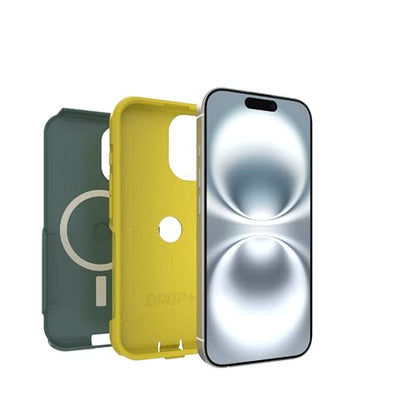 OtterBox iPhone 16 (Only) - Commuter Series MagSafe Case - Ocean Sunrise (Green & Yellow) - Built-in Magnets - Slim & Tough - Pocket-Friendly - with Port Protection - color: Green & Yellow, style: iPhone 16