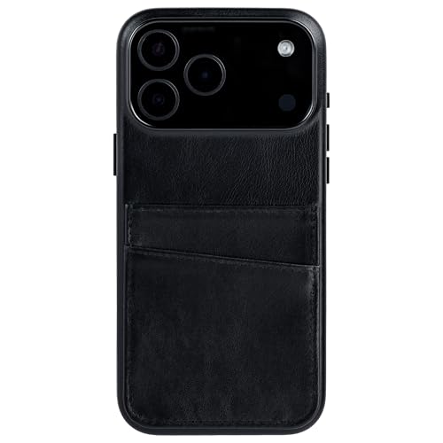 Dockem Genuine Leather Card Case for iPhone 17 Pro Max with Camera Control Button and Stitched-on Wallet with 2 Holder Slots (Black, M2GL) - color: Black, size: 17 Pro Max