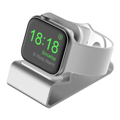 Sincetop Compatible with Apple Watch Charger Stand Ultra 2/Ultra/SE/9/8/7/6/5/4/3/2/1, Aluminum iWatch 49 45 41 44 40 42 38 Charging Holder Dock Nightstand Mode-Magnetic Charger not Included-Silver - color: Silver