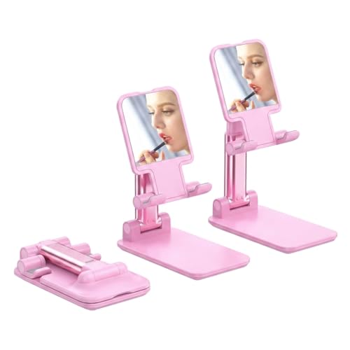 Foldable Desktop Phone and Tablet Stand, Adjustable Universal Mount, Compatible with iPhone, iPad. Useful for Study Table, Office, Home etc. Phone, Ipad, Stand. (Pink) - color: Pink