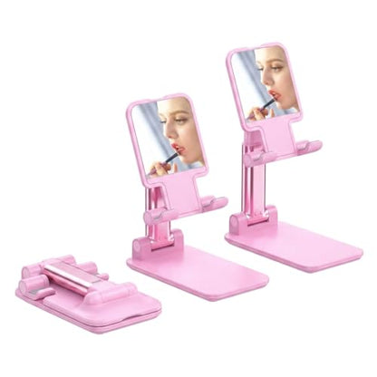 Foldable Desktop Phone and Tablet Stand, Adjustable Universal Mount, Compatible with iPhone, iPad. Useful for Study Table, Office, Home etc. Phone, Ipad, Stand. (Pink) - color: Pink