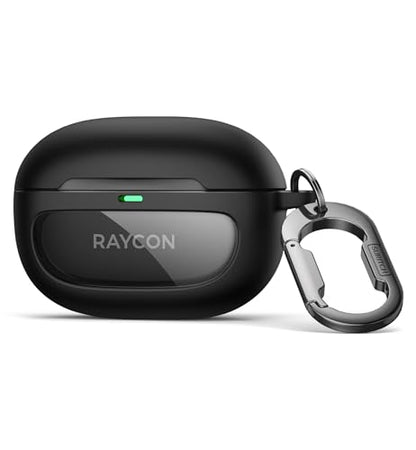 SURITCH Case for Raycon Everyday Earbuds (2024 Edition), Shockproof Magnetic Case for Raycon Bluetooth True Wireless in-Ear Buds Headphones, Protective Cover with Magnetic Lid Lock & Carabiner, Black - color: Black