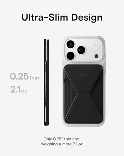 MOFT MagSafe Wallet Stand with Apple Find My, Ultra-Slim Trackable Strong Magnetic Phone Card Holder, 3-in-1 Multi-Angle Adjustable Phone Stand for iPhone 18/17/16/15/14/13 Series, Jet Black - color: Jet Black