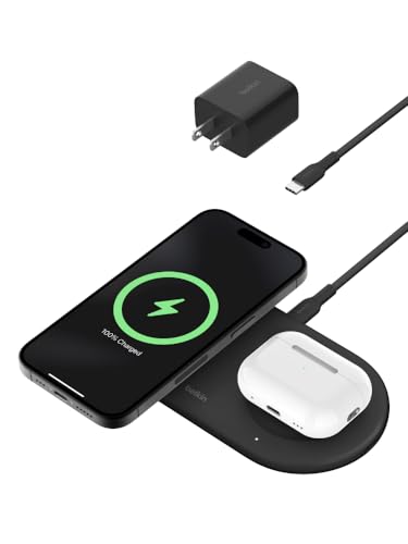 Belkin Qi2 15W 2 in 1 Wireless Charging Pad with USB-C Port - color: Black, style: 2 in 1