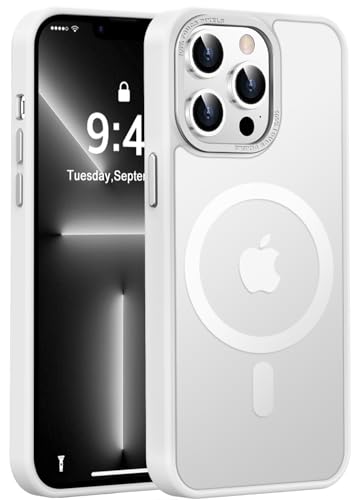 Newfuture Magnetic for iPhone 13 Pro Max Case Shockproof, Frosted White | Military Drop Protection, Slim Matte Anti-Fingerprint, Compatible with Magsafe, Camera Guard, Translucent Protective Cover - color: Frosted White, size: iPhone 13 Pro Max 6.7 inch