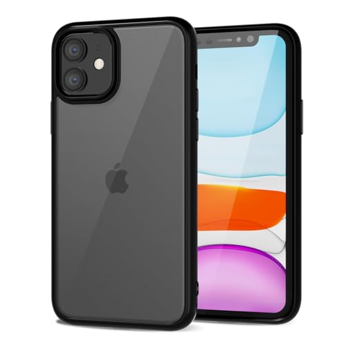 LoeoeL for iPhone 11 Case Clear, Transparent Hybrid 11 Phone Case [Hard Plastic & Soft Silicone Bumper] Acrylic Non Yellowing Thin Slim Protective Cover for Women, Black - color: Black, size: 11