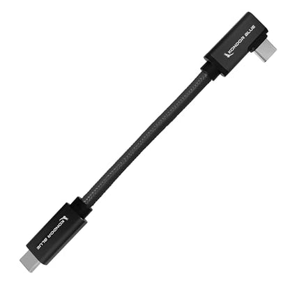 KONDOR BLUE | 5” USB-C 3.2 Right Angle to Straight Angle Cable | Compatible with iPhone 15, iPhone 15 Pro/Max, & Android Phones | 20 Gb/s Transfer Speed | Raven Black - color: Raven Black