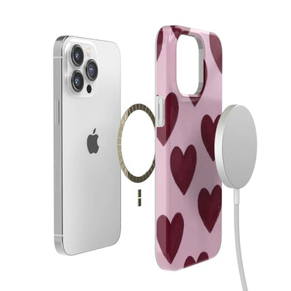 Casely iPhone 14 Pro Case | Whole Lotta Love | Plum Hearts | Compatible with MagSafe | Classic Ultra Slim Design - color: Whole Lotta Love | Plum Hearts, size: iPhone 14 Pro