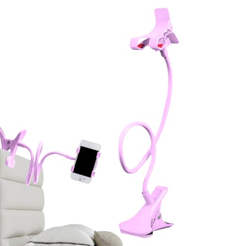 Gooseneck Phone Holder for Bed, Bed Table Phone Mount, Long Lazy Arm Headboard Bedside Bracket Clamp Stand, Easy 360 Adjustment Flexible Cellphone Clip for Home Offices Kitchen Gyms Table, 50cm - color: Pinks