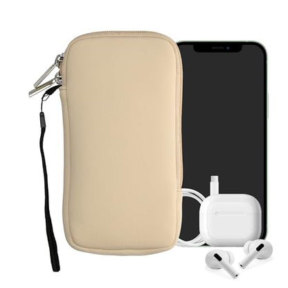 kwmobile Universal Phone Pouch Size XXL - 7" - Neoprene Smartphone Pouch with Zip - Water-Repellent Mobile Phone Case - Sleeve in Cream - color: cream, size: XXL - 7"