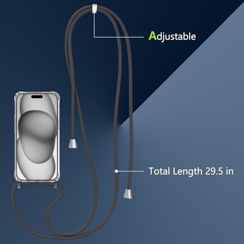 Magnetic Case for iPhone 14 Plus/15 Plus 6.7" Clear Crossbody Case with Adjustable Shoulder Neck Lanyard Strap,Compatible with Magsafe,Soft Slim Bumper Shockproof Protective Phone Cover-Black - color: Black, size: iPhone 14 Plus/15 Plus
