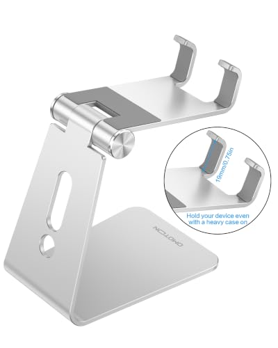 OMOTON C2 Adjustable Aluminum Cell Phone Stand with Charging Cutout, Silver - color: Silver