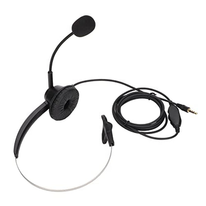 3.5mm Single Ear Call Center Headset with Noise Cancelling Microphone for VOIP Phones ABS Material Ultra Light Design for All Day Comfort