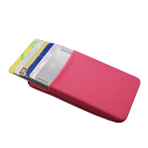 Neoprene Cell Phone Card Holder 6 Cards Adhesive Mini Secure Wallet ID Credit Card Pocket Purse stick on Smartphone for iPhone 16/15/SE, Galaxy S24/S23/A75/A55/A14/Note 22 Ultra (Rose) - color: Rose