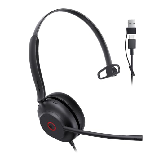 Yealink UH35 2nd Gen Wired Headset, USB-C/A,AI Noise Canceling Mic,HD Audio - color: UH35 2nd USB-C/A, size: Mono-Ear (Teams)