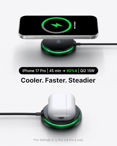 INIU Magnetic Wireless Charger, Qi2 15W Fast Charging Pad Travel Charger - color: Black
