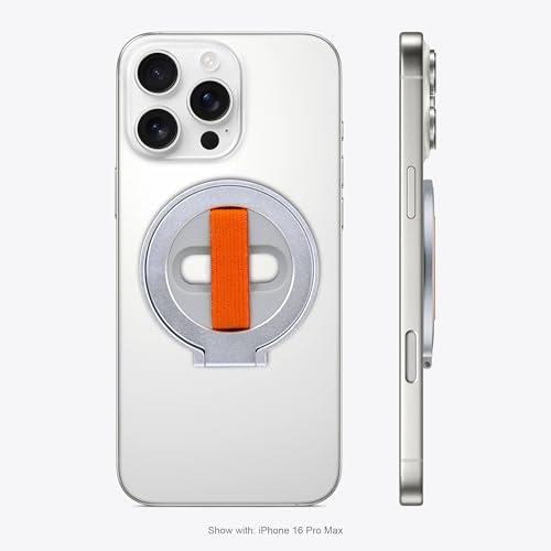 Grat Magnetic Phone Grip Kickstand, [Elastic Finger Strap] Phone Loop Holder, Dual-Sided Magnet Ring Stand Compatible with Magsafe Series iPhone 16 15 14 13 12 Pro max, Silver