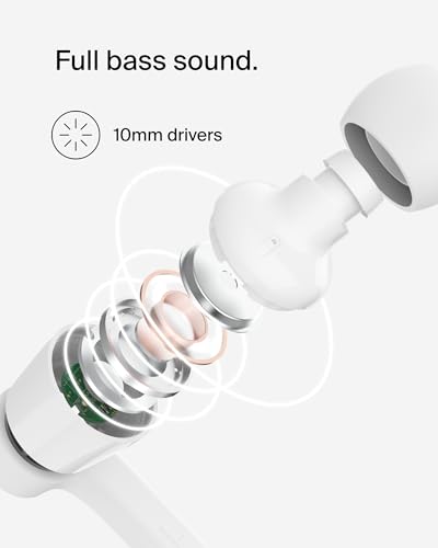 Belkin USB-C Wired Earbuds, Adjustable Volume Limiter, IPX5 - color: White, size: One Size, style: USB-C + Volume Control