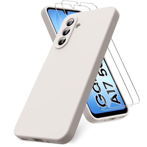 Vansdon for Samsung Galaxy A17 4G/5G Case-Cream | Soft TPU Liquid Silicone Phone Case with 2 Screen Protectors, Military-Grade Protection Shockproof Slim Phone Cover - color: Cream, size: Samsung Galaxy A17 4G/5G