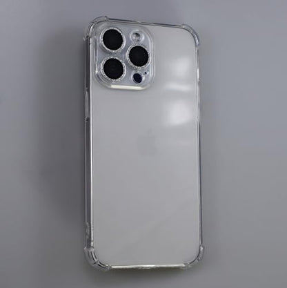 BONVAN for iPhone 15 Pro / 15 Pro Max / 14 Pro / 14 Pro Max Camera Lens Protector Bling Glitter Metal Crystal Tempered Glass Screen Accessories Lens Cover (Silver) - color: Silver