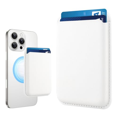 Compatible with MagSafe Wallet, Leather TPU Protective, White - color: White