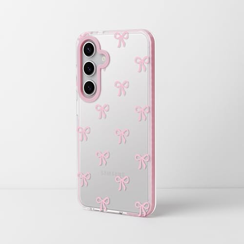 Dumkery Cute Phone Case for Samsung Galaxy S24, Bow Aesthetic Pattern Cases, Soft Clear TPU Shockproof Bumper Cover for Girls Women, Pink - size: Samsung Galaxy S24