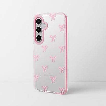 Dumkery Cute Phone Case for Samsung Galaxy S24, Bow Aesthetic Pattern Cases, Soft Clear TPU Shockproof Bumper Cover for Girls Women, Pink - size: Samsung Galaxy S24