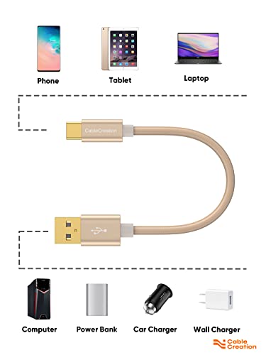 CableCreation Short USB A to USB C Cable 6 inch, USB C to A Fast Charging - color: Gold, size: 0.5FT