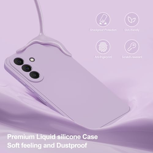 Silicone Case for Samsung Galaxy A37 5G, Purple | Soft Silicone Silky Touch Easy Clean, Shockproof Slim Phone Cover, Upgraded Camera Protection, Anti-Scratch Microfiber Lining - color: Purple, size: Samsung Galaxy A37