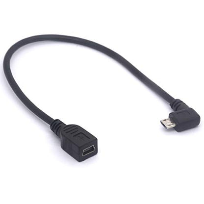 Right Angle Micro USB to Mini USB Female Cable Extender