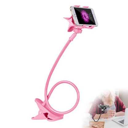 Gooseneck Cell Phone Holder Flexible for Desk Long Arm Mobile Phone Stand with Clip for Headboard & Bedside, Flexible Phone Stand Lazy Bracket Mount Clamp (Pink) - color: Pink