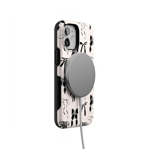 Casely iPhone 12 Mini Case | Goth Girlie | Black Bows | Bold Protective Design | Compatible with MagSafe - color: Goth Girlie | Black Bows, size: Iphone 12 Mini