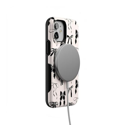 Casely iPhone 12 Mini Case | Goth Girlie | Black Bows | Bold Protective Design | Compatible with MagSafe - color: Goth Girlie | Black Bows, size: Iphone 12 Mini