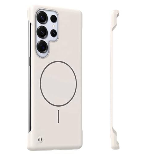 Frameless Case for Samsung Galaxy S22 Ultra Case 5G, Magnetic [Borderless Original Touch], with Mag-Safe, Ultra Lightweight Thin Slim Case, Anti-Fingerprint PC Hard Shell, Comfortable feel (White) - color: White, size: S22 Ultra