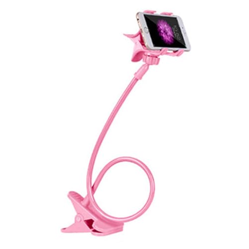 Gooseneck Cell Phone Holder - Flexible Adjustable Clamp for Desk, 360° Long Arm Mobile Phone Stand with Clip for Headboard & Bedside, Phone Stand Lazy Bracket Mount Clamp for Lazy Use in Bed (Pink) - color: Pink