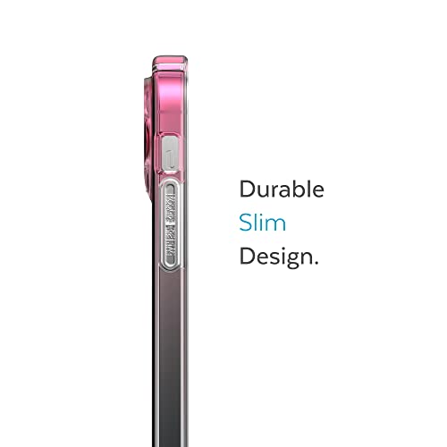 Speck Clear iPhone 14 Pro Max Case - Drop Protection, Scratch Resistant Dual Layer Slim Phone Case for 6.7 Inch iPhones - Anti-Yellowing & Anti-Fade Case - Ombre Digital Pink Fade/Clear GemShell - color: Digital Pink Fade