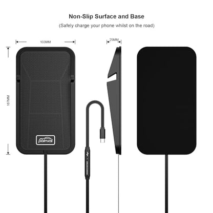 Wireless car Charger Charging pad,POLMXS No-Slip Wireless Phone Charger for car Cell Phone Cordless Charging mat Compatible with iPhone 16/15/14/13/12 Galaxy S23 S22 S21 Note10(C17)