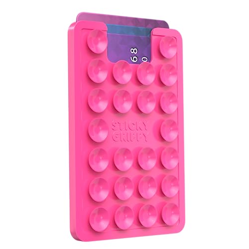 StickyGrippy Suction Card Holder Mount, Phone Wallet, Silicon Adhesive Accessory for iPhone and Android, Hands-Free Mirror Shower Holder, TikTok Videos and Selfies (Pink) SG2 - color: Pink
