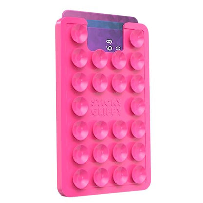 StickyGrippy Suction Card Holder Mount, Phone Wallet, Silicon Adhesive Accessory for iPhone and Android, Hands-Free Mirror Shower Holder, TikTok Videos and Selfies (Pink) SG2 - color: Pink