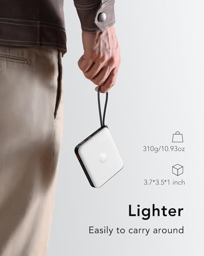 20000mAh Portable Charger Built-in Cables, 22.5W Fast Charging Power Bank - color: White