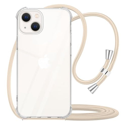 Crossbody Case for iPhone 13,Shockproof Phone Case for iPhone 13,Clear Soft Slim TPU Anti-Scratch Protective Cover with Neck Cord Lanyard Strap - Beige - size: for iPhone 13