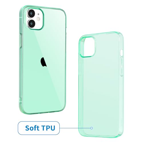 JJGoo Compatible with iPhone 12 Case & 12 Pro Case Clear Soft Transparent Shockproof Protective Slim Thin Bumper Phone Cover for 12 and 12 Pro - 6.1 inch, Clear Green - color: Green