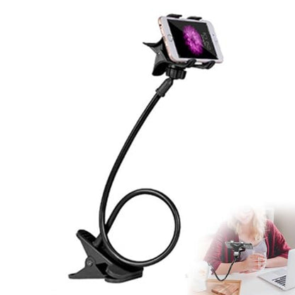 Gooseneck Phone Holder, for Bed Cell Phone Clips Bed Stand Holder 360 Adjustable Clamp Clip Overhead, Arm Adjustable Mount Clamp on Desk Bedframe (Black) - color: Black