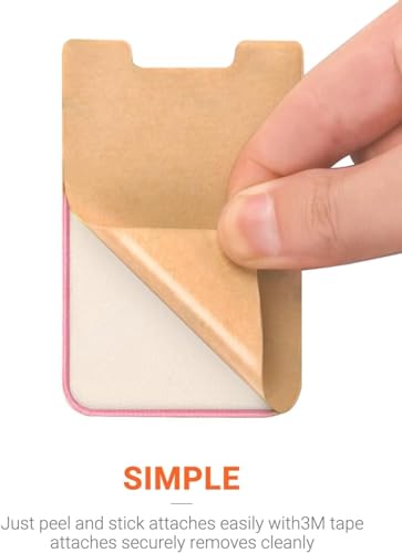 Cell Phone Pocket Self Adhesive Card Holder Stick On Wallet Sleeve with Adhesive RFID Card ID Credit Card ATM Card Holder storage for Phone Android (Pink)