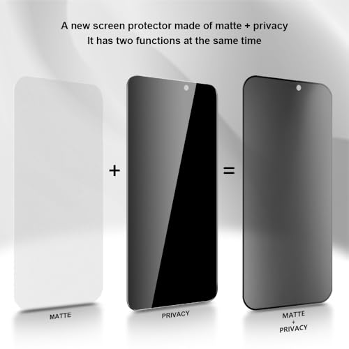 2 Pack for iPhone 16 Plus/iPhone 15 Plus 6.7" Matte Privacy Screen Protector Anti-glare Anti-spy Tempered Glass Film Anti-fingerprint Easy Installation - size: iPhone 16 Plus