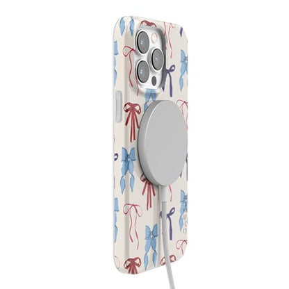 Casely iPhone 14 Pro Case | American Girlie | Red White & Blue Bows | Compatible with MagSafe | Classic Ultra Thin Design - color: American Girlie | Red White & Blue Bows, size: Iphone 14 Pro