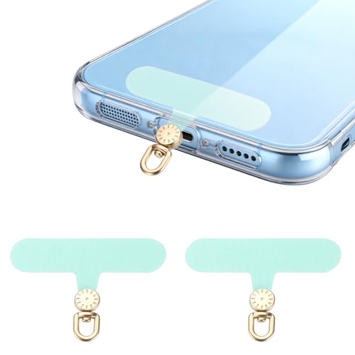 uxcell Rotating Phone Lanyard Tab Ultra-Thin No-Adhesive Phone Tether Patch - color: Gold Dial, Light Green Patch