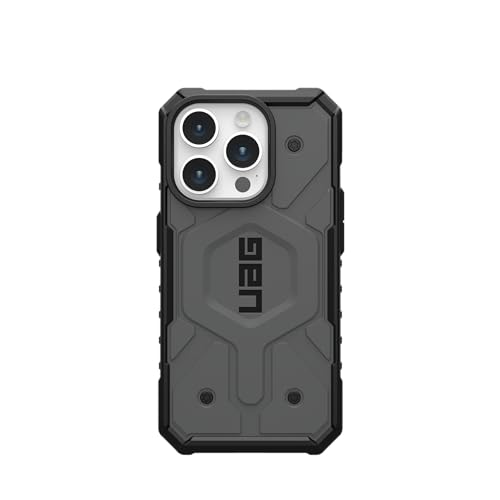URBAN ARMOR GEAR UAG Case [Updated Ver.] Compatible with iPhone 15 Pro Case 6.1" Pathfinder Silver Built-in Magnet Compatible with MagSafe Charging Rugged Military Grade Dropproof Protective Cover - color: Silver